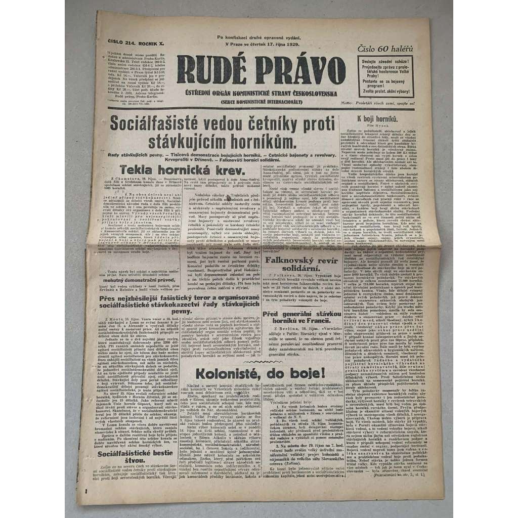 Rudé právo (17.10.1929) - 1. republika, staré noviny