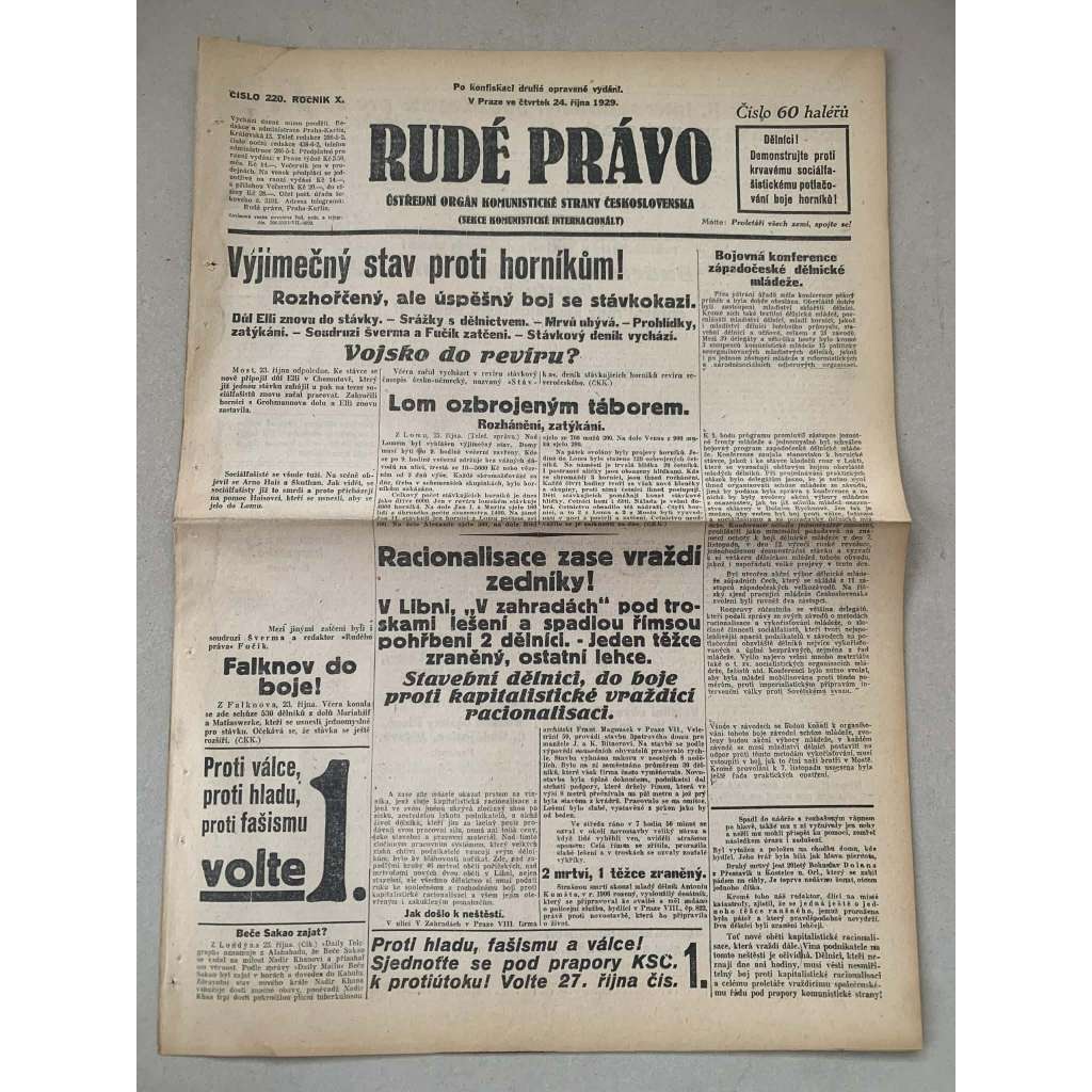 Rudé právo (24.10.1929) - 1. republika, staré noviny