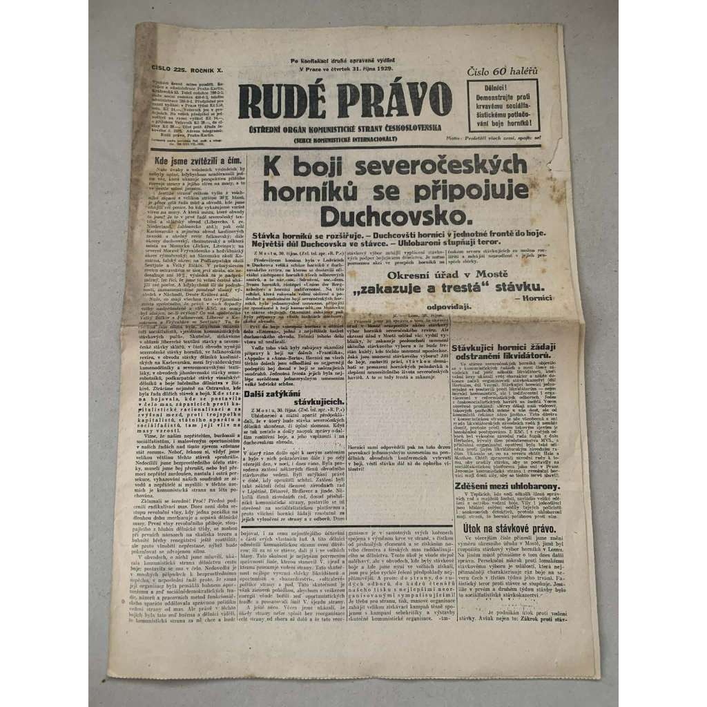 Rudé právo (31.10.1929) - 1. republika, staré noviny