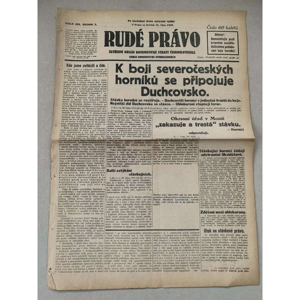 Rudé právo (31.10.1929) - 1. republika, staré noviny