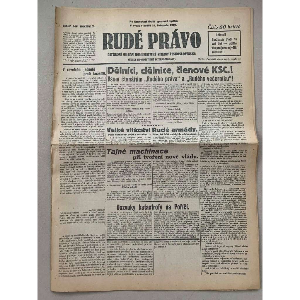Rudé právo (24.11.1929) - 1. republika, staré noviny
