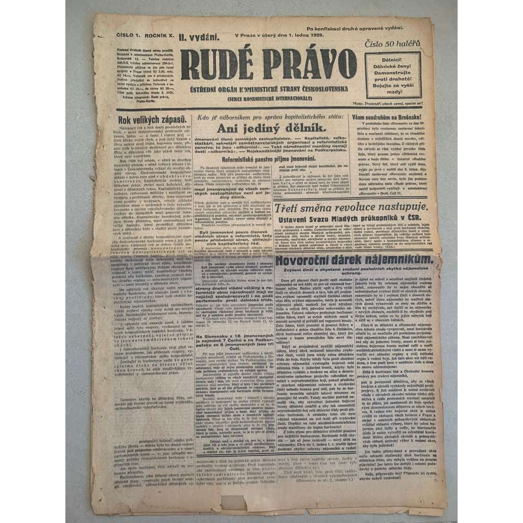 Rudé právo (1.1.1929) - 1. republika, staré noviny