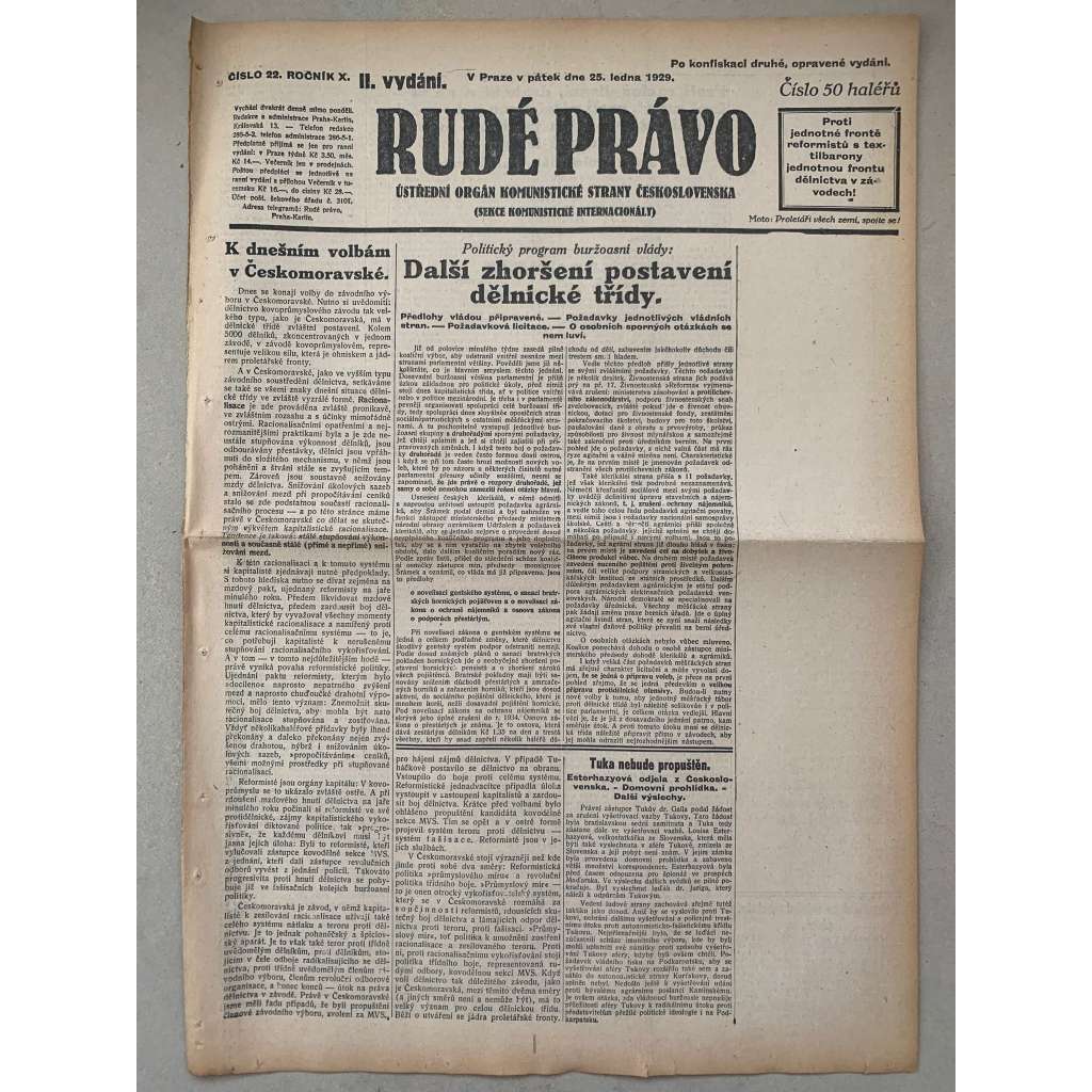 Rudé právo (14.2.1929) - 1. republika, staré noviny Rudé právo (14.2.1929) - 1. republika, staré noviny