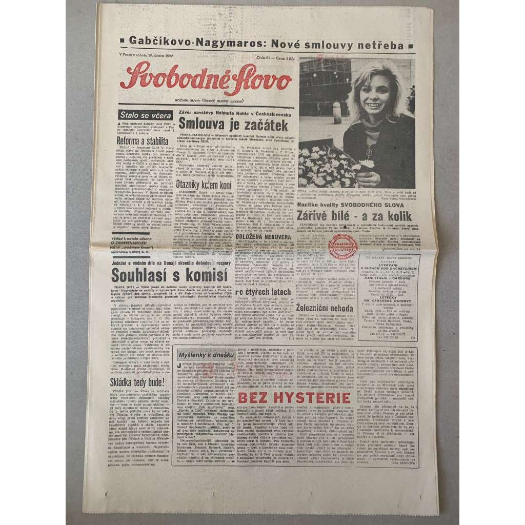 Svobodné slovo (29.2.1992) - staré noviny