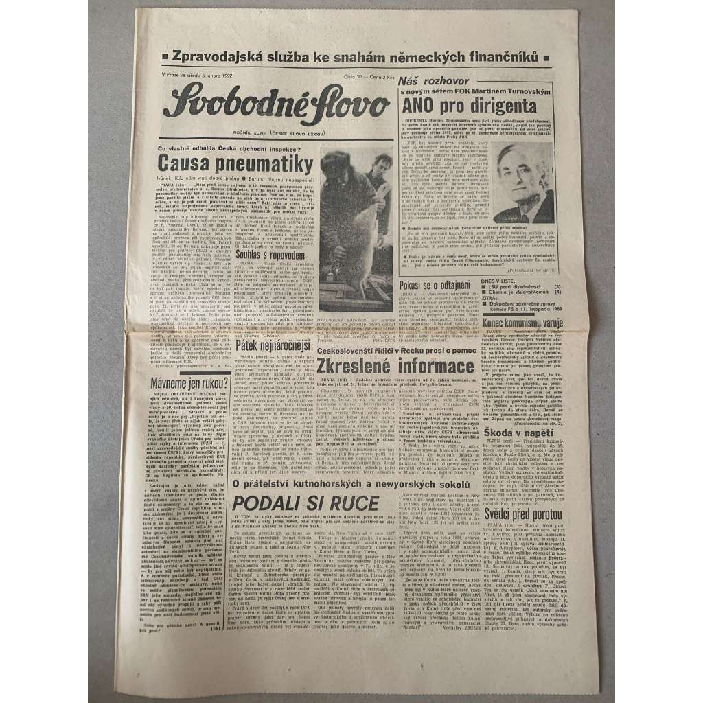 Svobodné slovo (5.2.1992) - staré noviny
