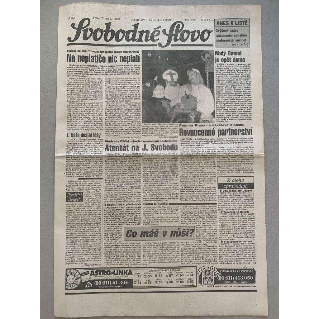 Svobodné slovo (7.12.1992) - staré noviny Svobodné slovo (7.12.1992) - staré noviny