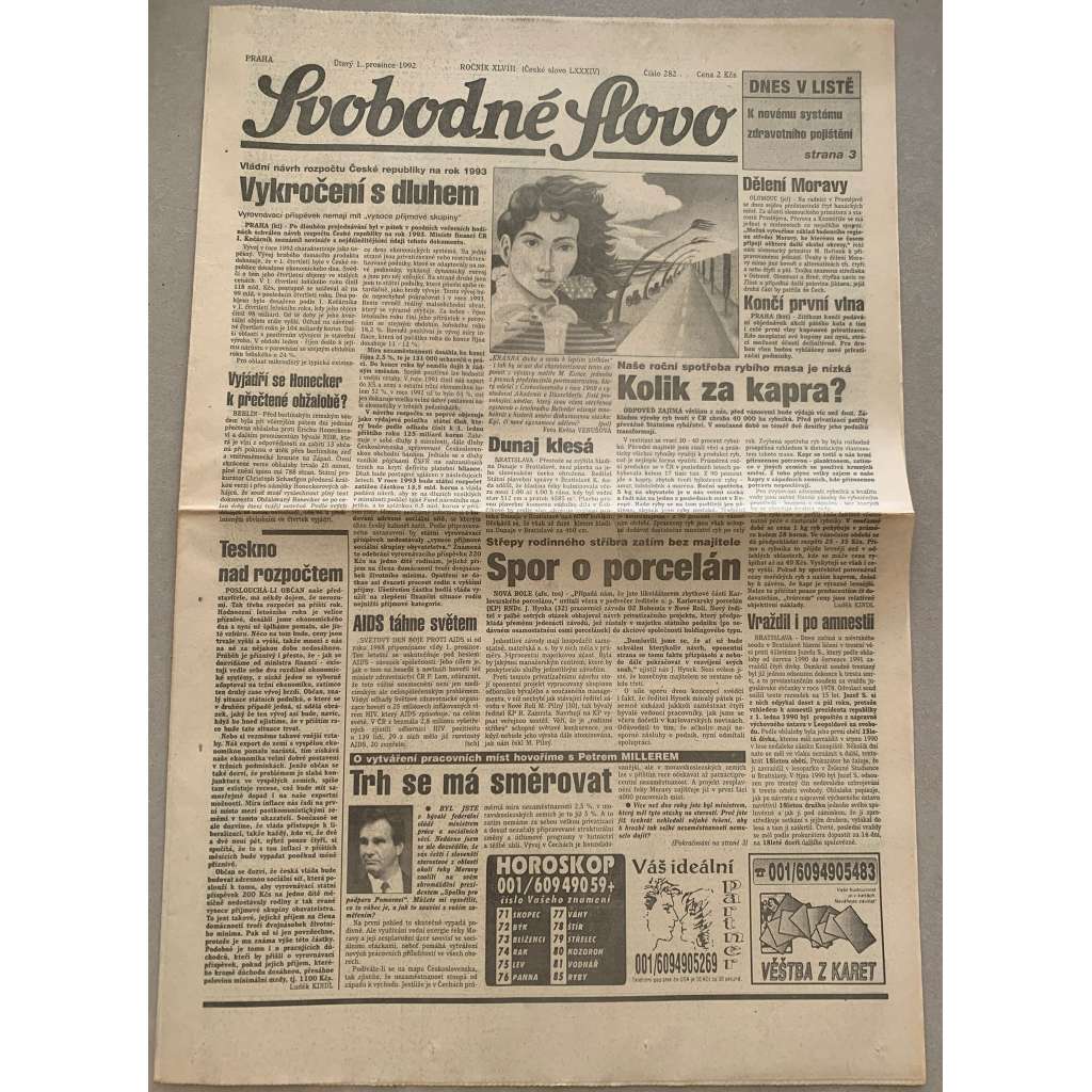 Svobodné slovo (1.12.1992) - staré noviny Svobodné slovo (1.12.1992) - staré noviny