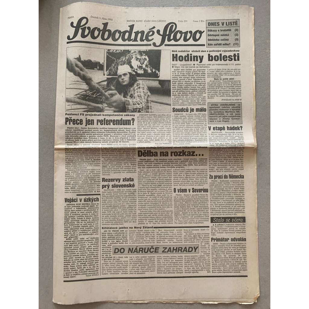 Svobodné slovo (1.10.1992) - staré noviny Svobodné slovo (1.10.1992) - staré noviny