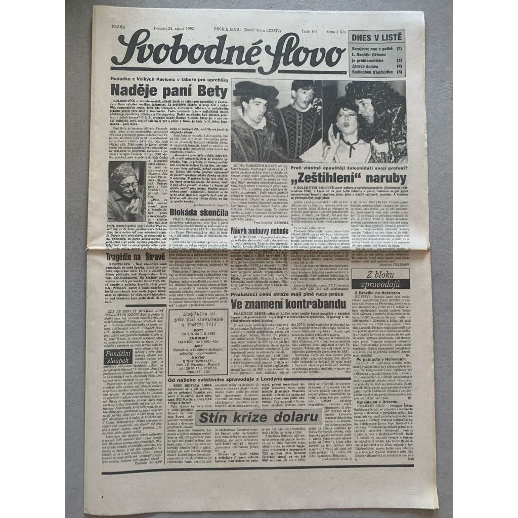 Svobodné slovo (24.8.1992) - staré noviny Svobodné slovo (24.8.1992) - staré noviny