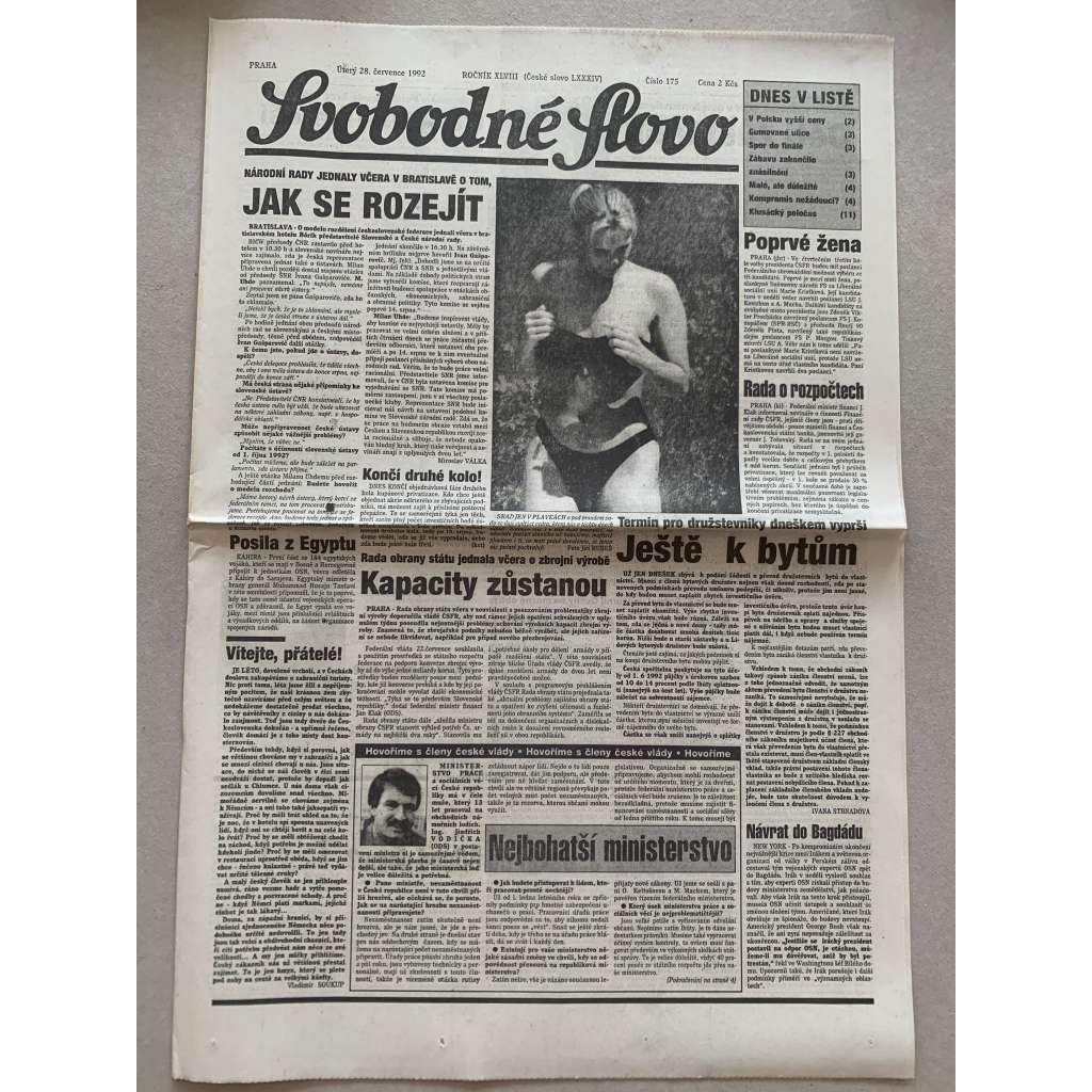 Svobodné slovo (28.7.1992) - staré noviny Svobodné slovo (28.7.1992) - staré noviny