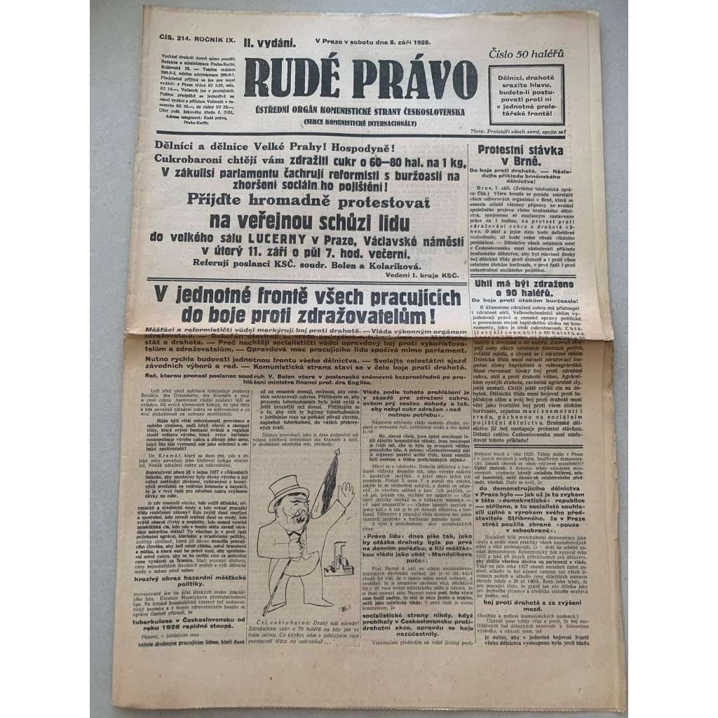 Rudé právo (8.9.1928) - 1. republika, staré noviny Rudé právo (8.9.1928) - 1. republika, staré noviny