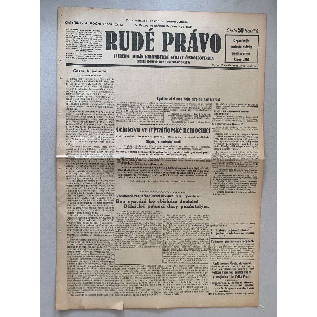 Rudé právo (2.12.1931) - 1. republika, staré noviny Rudé právo (2.12.1931) - 1. republika, staré noviny