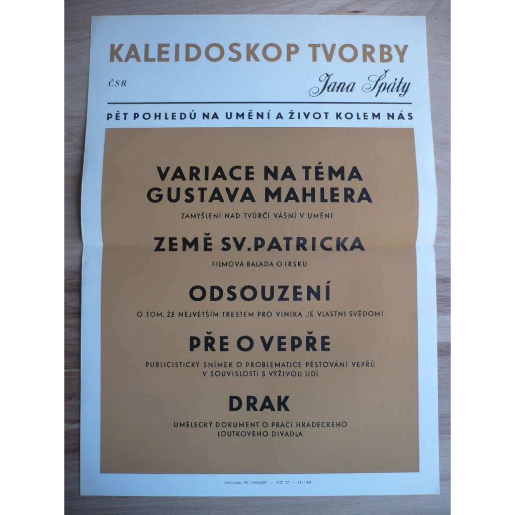 Kaleidoskop tvorby (filmový plakát, film ČSR, režie Jan Špáta, Země Sv. Patrika, Odsouzení, Pře o vepře, Drak)