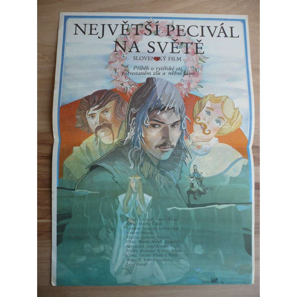 Největší pecivál na světě (filmový plakát, film ČSSR 1982, režie Martin Ťapák, Hrají: Marek Ťapák, Zuzana Skopálová, Jozef Kroner)