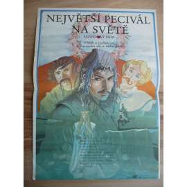 Největší pecivál na světě (filmový plakát, film ČSSR 1982, režie Martin Ťapák, Hrají: Marek Ťapák, Zuzana Skopálová, Jozef Kroner)