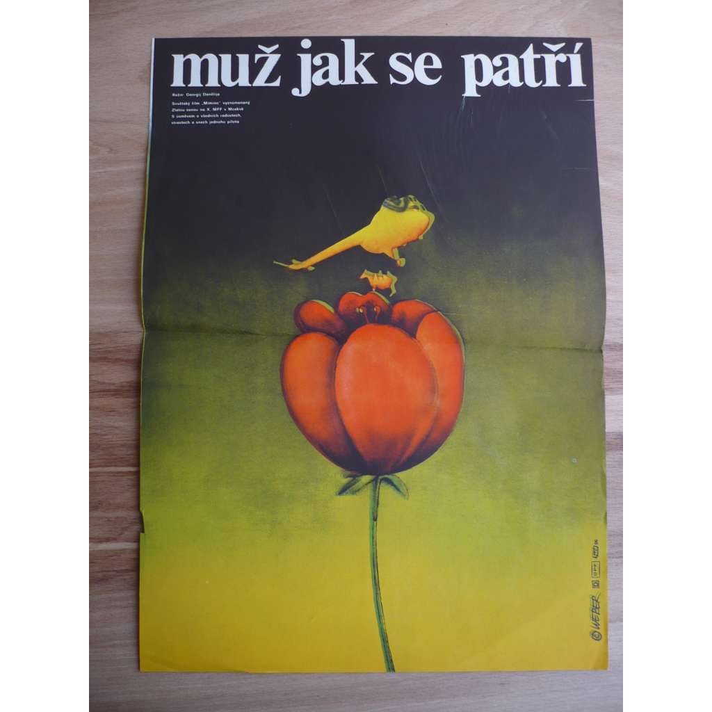 Muž jak se patří (filmový plakát, film SSSR 1977, režie Georgij Danělija, Hrají: Jevgenij Leonov, Eduard Izotov, Leonid Kuravljov)