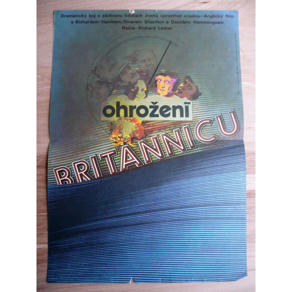 Ohrožení Britannicu (filmový plakát, film Velká Británie 1974, režie Richard Lester, Hrají: Richard Harris, Omar Sharif, David Hemmings)