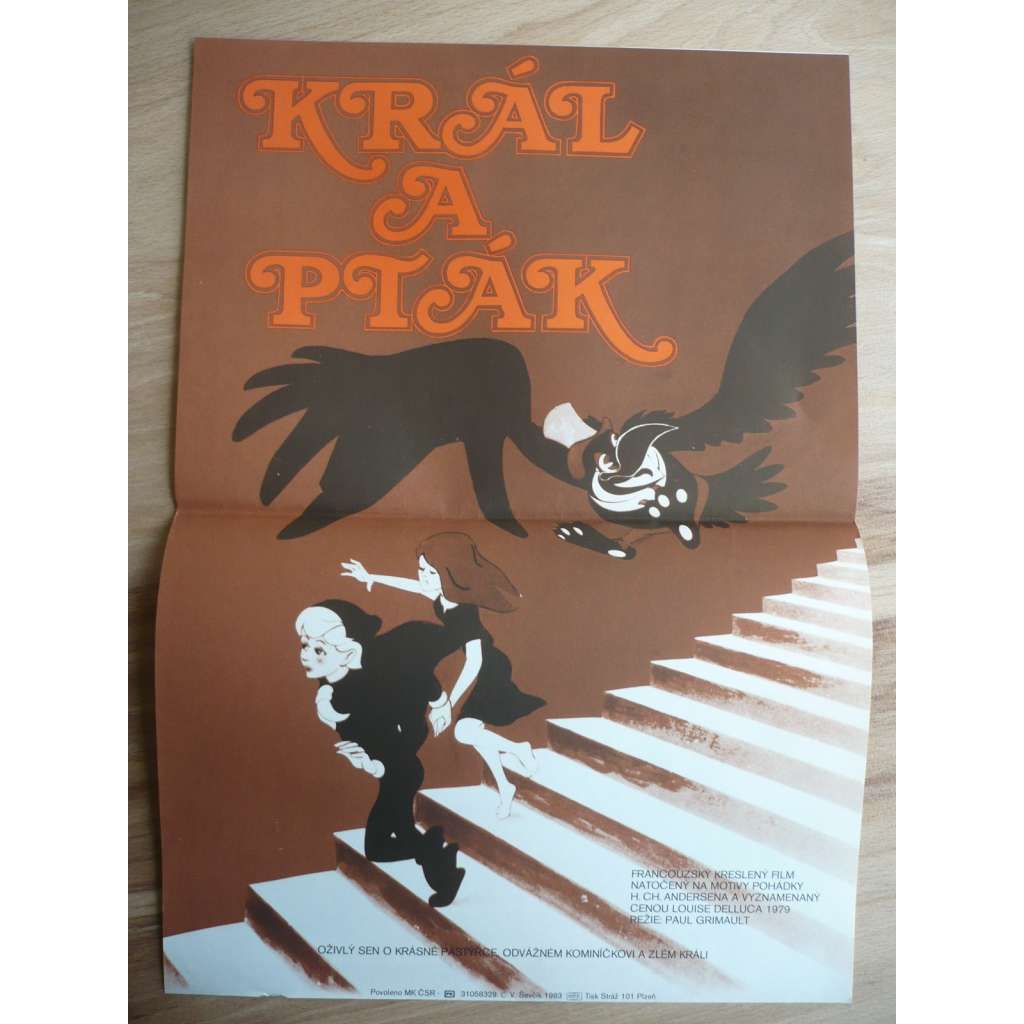 Král a pták (filmový plakát, animovaný film Francie 1979, režie Paul Grimault, hlas Pascal Mazzotti, Jean Martin, Raymond Bussières)