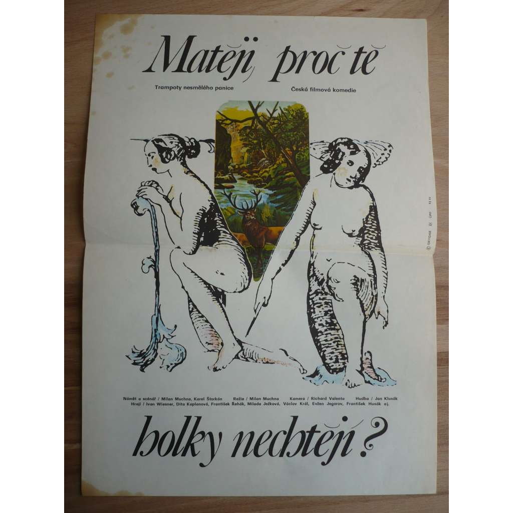 Matěji, proč tě holky nechtějí? (filmový plakát, film ČSSR 1981, režie Milan Muchna, Hrají: Ivan Wiesner, Evelyna Steimarová, Miluše Šplechtová)