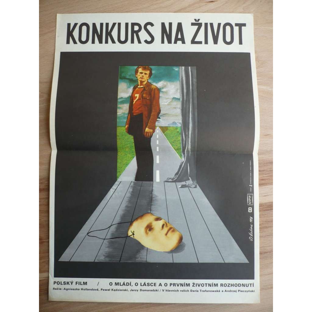 Konkurs na život (filmový plakát, film Polsko 1977, režie Agnieszka Hollandová, Jerzy Domaradzki, Paweł Kędzierski, Hrají: Daria Trafankowska, Andrzej Pieczyński)
