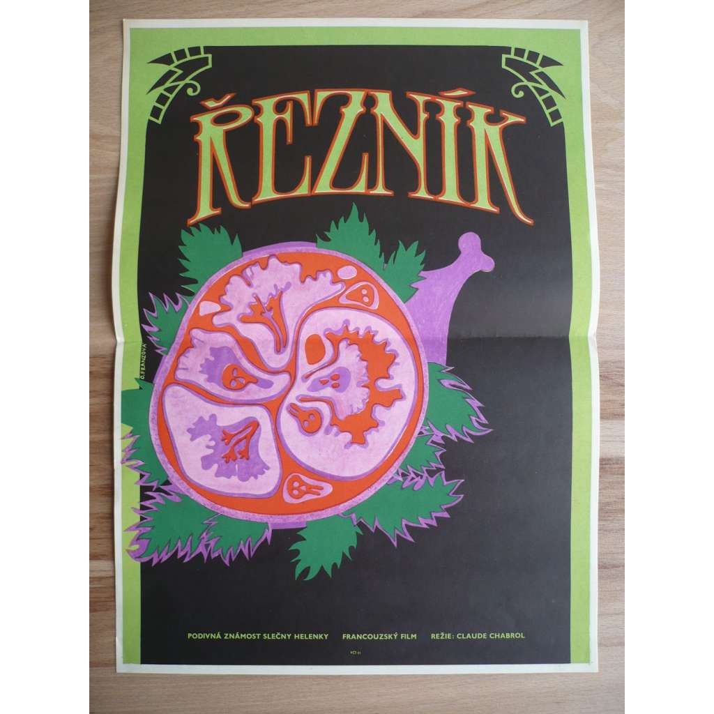 Řezník (filmový plakát, film Franice 1970, režie Claude Chabrol, Hrají: Stéphane Audran, Jean Yanne)