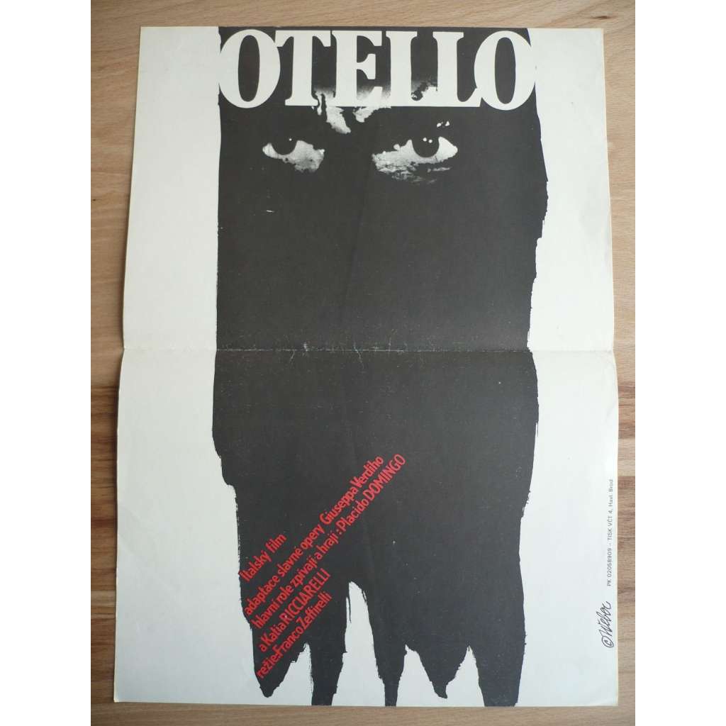 Otello (filmový plakát, film Itálie-USA 1986, režie Franco Zeffirelli, Hrají: Plácido Domingo, Urbano Barberini, Massimo Foschi)