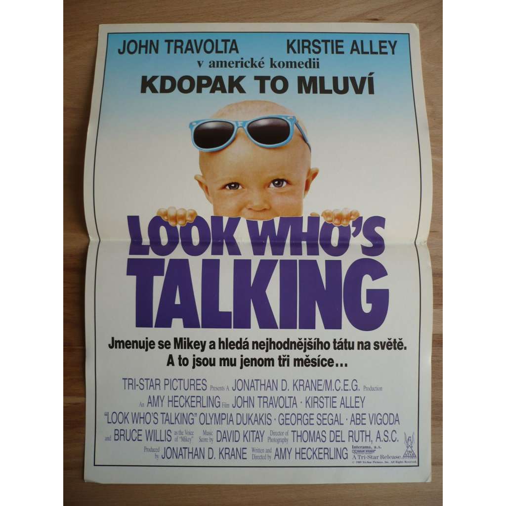 Kdopak to mluví (filmový plakát, film USA 1989, režie Amy Heckerling, Hrají: John Travolta, Kirstie Alley, Olympia Dukakis, George Segal)