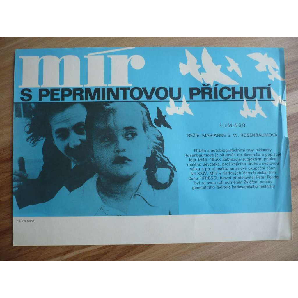 Mír s pepermintovou příchutí (filmový plakát, film SRN 1983, režie Marianne Samaan-Worlicek, Hrají: Peter Fonda, Cleo Kretschmer, Sigi Zimmerschied)