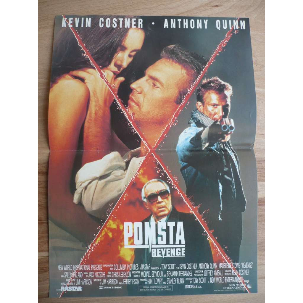 Pomsta (filmový plakát, film USA 1990, režie Tony Scott, Hrají: Kevin Costner, Anthony Quinn, Madeleine Stowe
