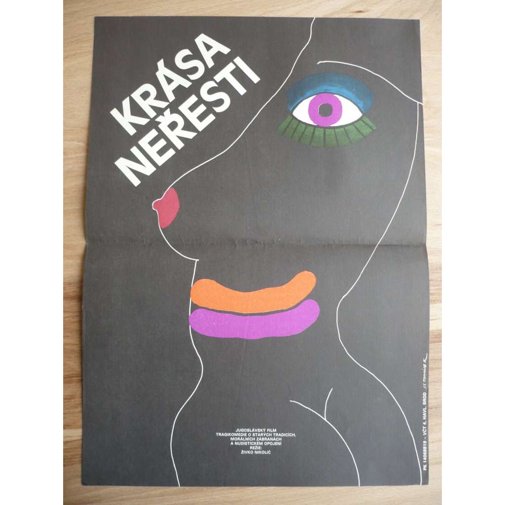 Krása neřesti (filmový plakát, film Jugoslávie 1986, režie Živko Nikolič, Hrají: Mira Furlan, Mira Banjac, Boro Begovič, Eva Ras)