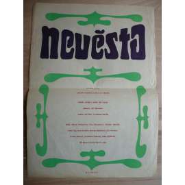 Nevěsta (filmový plakát, film ČSSR 1970, režie Jiří Suchý, Hrají: Marta Vančurová, Věra Křesadlová, Jaromír Hanzlík)