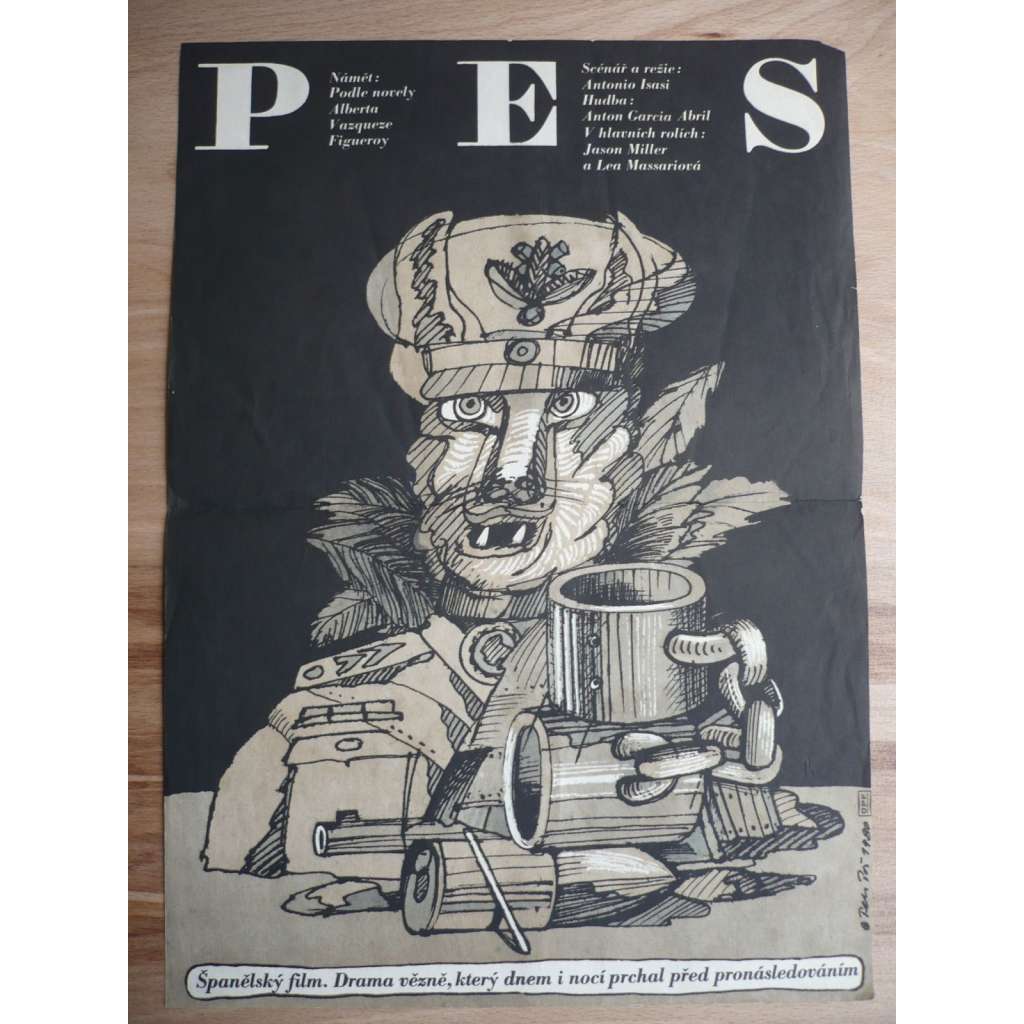 Pes (filmový plakát, film Španělsko 1979, režie Antonio Isasi-Isasmendi, Hrají: Marisa Paredes, Lea Massari, Juan Antonio Bardem