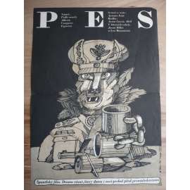 Pes (filmový plakát, film Španělsko 1979, režie Antonio Isasi-Isasmendi, Hrají: Marisa Paredes, Lea Massari, Juan Antonio Bardem