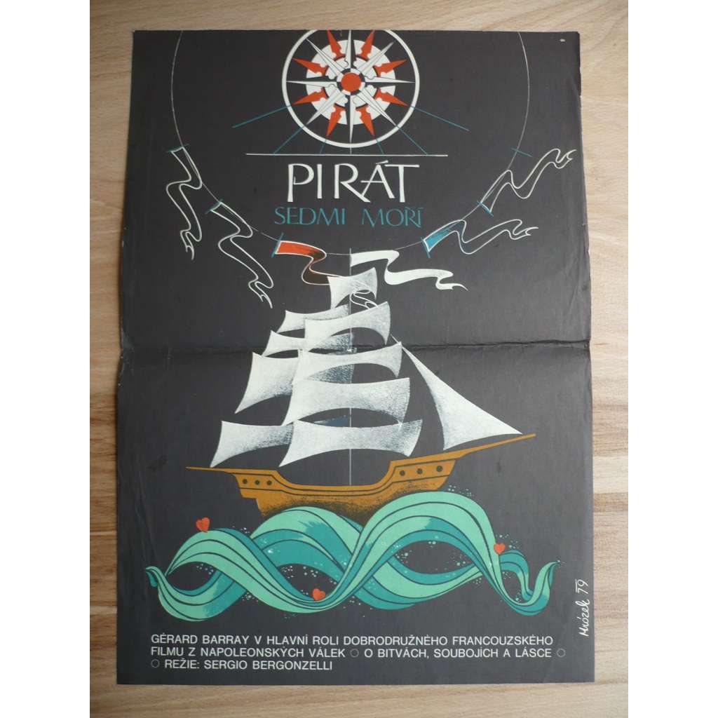 Pirát sedmi moří (filmový plakát, film Francie 1966, režie Sergio Bergonzelli, Hrají: Gérard Barray, Antonella Lualdi, Terence Morgan)