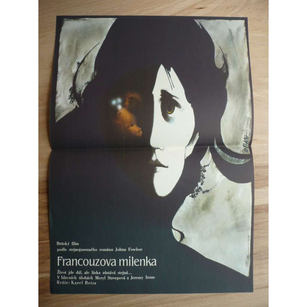 Francouzova milenka (filmový plakát, film Velká Británie 1978, režie Karel Reisz, Hrají: Meryl Streep, Jeremy Irons, Hilton McRae)