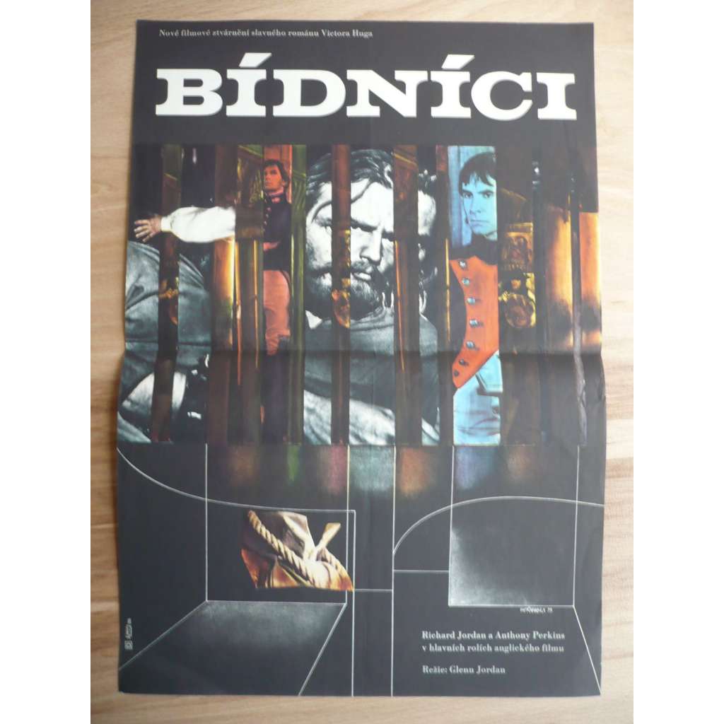 Bídníci (filmový plakát, film VB 1978, režie Glenn Jordan, Hrají: Richard Jordan, Anthony Perkins, Cyril Cusack)