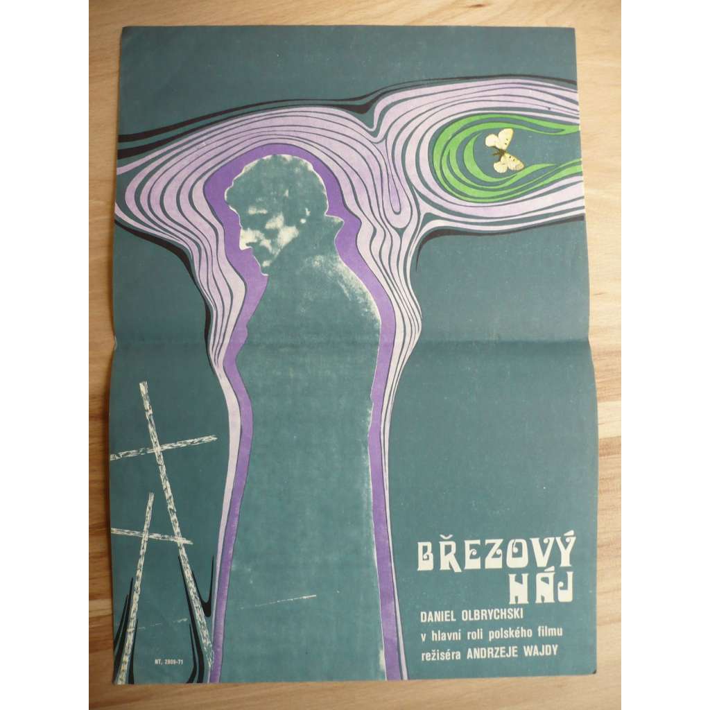 Březový háj (filmový plakát, film Polsko 1970, režie Andrzej Wajda, Hrají: Olgierd Łukaszewicz, Daniel Olbrychski, Emilia Krakowska)