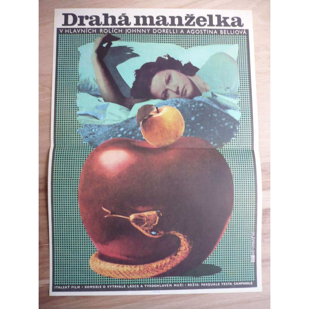 Drahá manželka (filmový plakát, film Itálie 1977, režie Pasquale Festa Campanile, Hrají: Lina Volonghi, Agostina Belli, Enzo Cannavale)