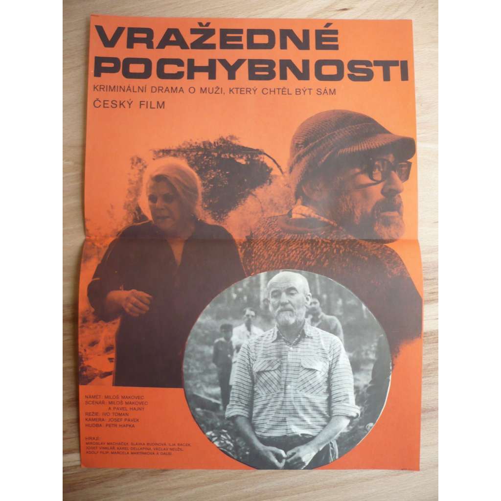 Vražedné pochybnosti (filmový plakát, film ČSSR 1978, režie Ivo Toman, Hrají: Miroslav Macháček, Ilja Racek, Slávka Budínová)