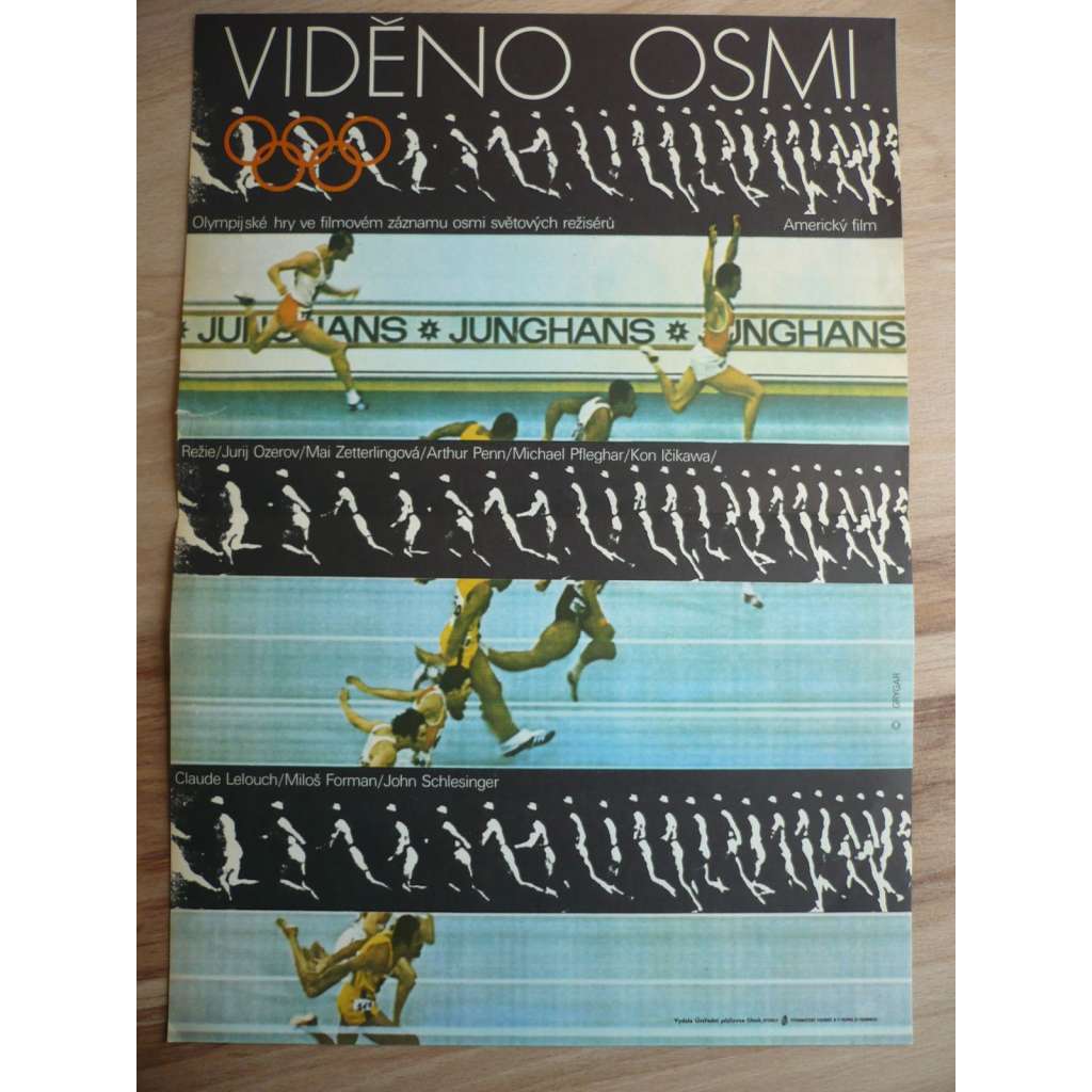 Viděno osmi (filmový plakát, film USA-SRN1973, režie  Miloš Forman, Hrají: Ulrike Meyfarth, Wolfgang Sawallisch)