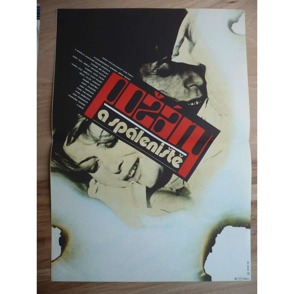 Požáry a spáleniště (filmový plakát, film ČSSR 1980, režie Antonín Kachlík, Hrají: Zdeněk Maryška, Karel Dellapina, Jana Ebertová)