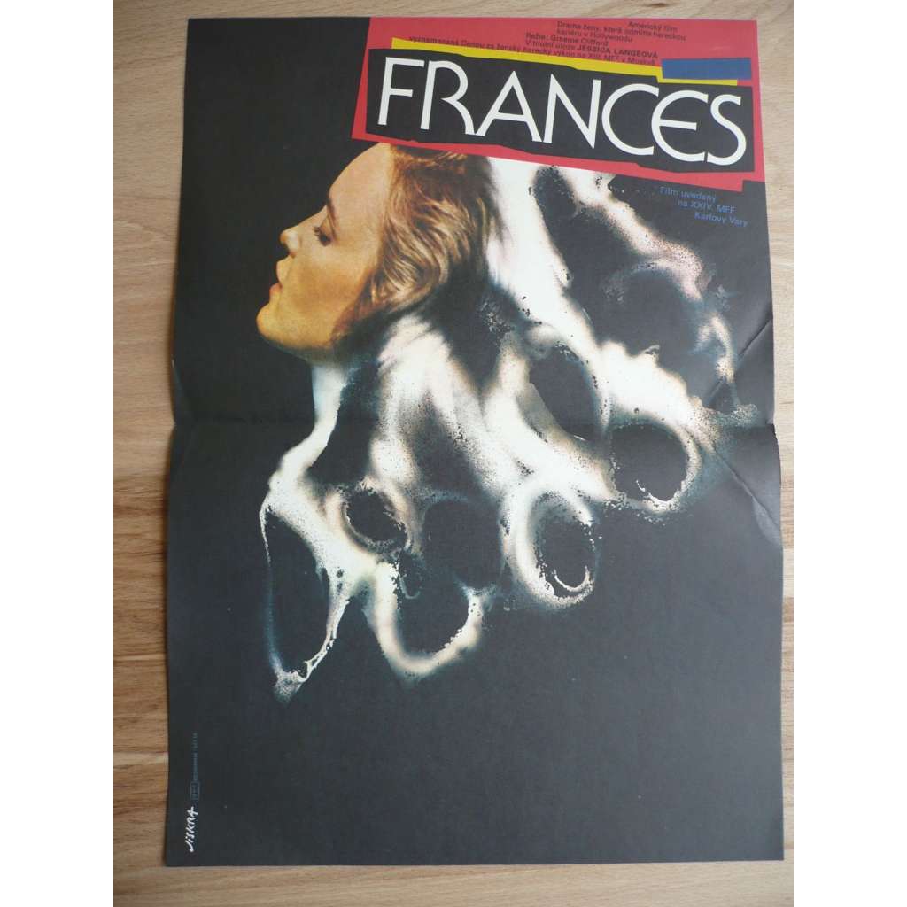 Frances (filmový plakát, film USA 1982, režie Graeme Clifford, Hrají: Jessica Lange, Kim Stanley, Sam Shepard)