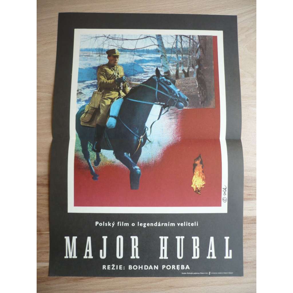 Major Hubal (filmový plakát, film Polsko 1973, režie Bohdan Poręba, Hrají: Ryszard Filipski, Małgorzata Potocka, Tadeusz Janczar)