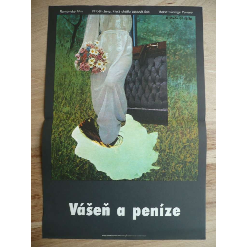 Vášeň a peníze (filmový plakát, film Rumunsko 1975, režie George Cornea, Hrjí: Draga Olteanu Matei, Gheorghe Cozorici)