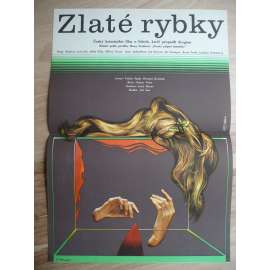 Zlaté rybky (filmový plakát, film ČSSR 1977, režie Otakar Fuka, Hrají: Radovan Lukavský, Oldřich Vízner, Adolf Filip)