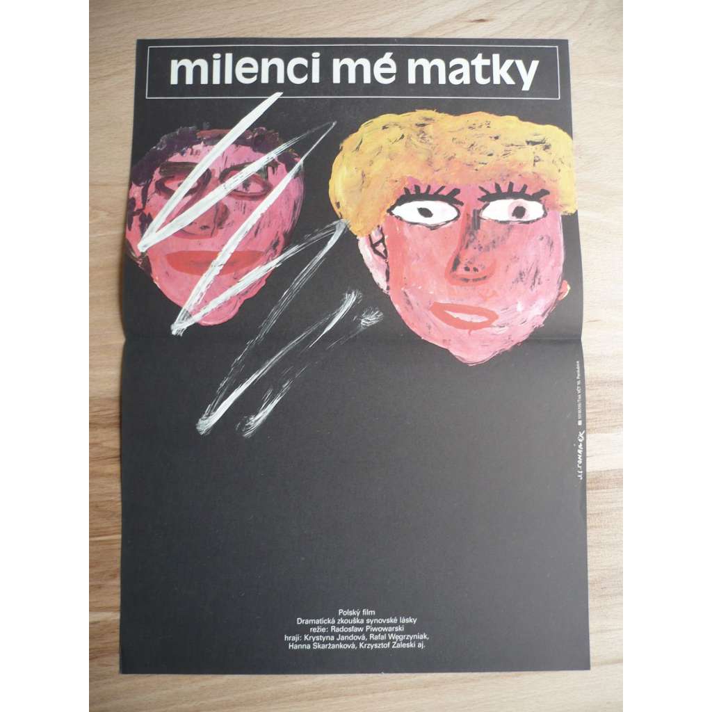 Milenci mé matky (filmový plakát, film Polsko 1986, režie Radosław Piwowarski, Hrají: Zdzisław Kuźniar, Jowita Budnik, Stanisław Brudny)