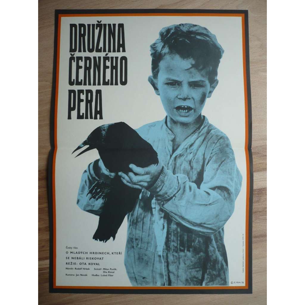 Družina černého pera (filmový plakát, film ČSSR 1973, režie Ota Koval, Hrají: Zdeněk Dřevojánek, Jaroslava Tichá, Ladislav Mrkvička)