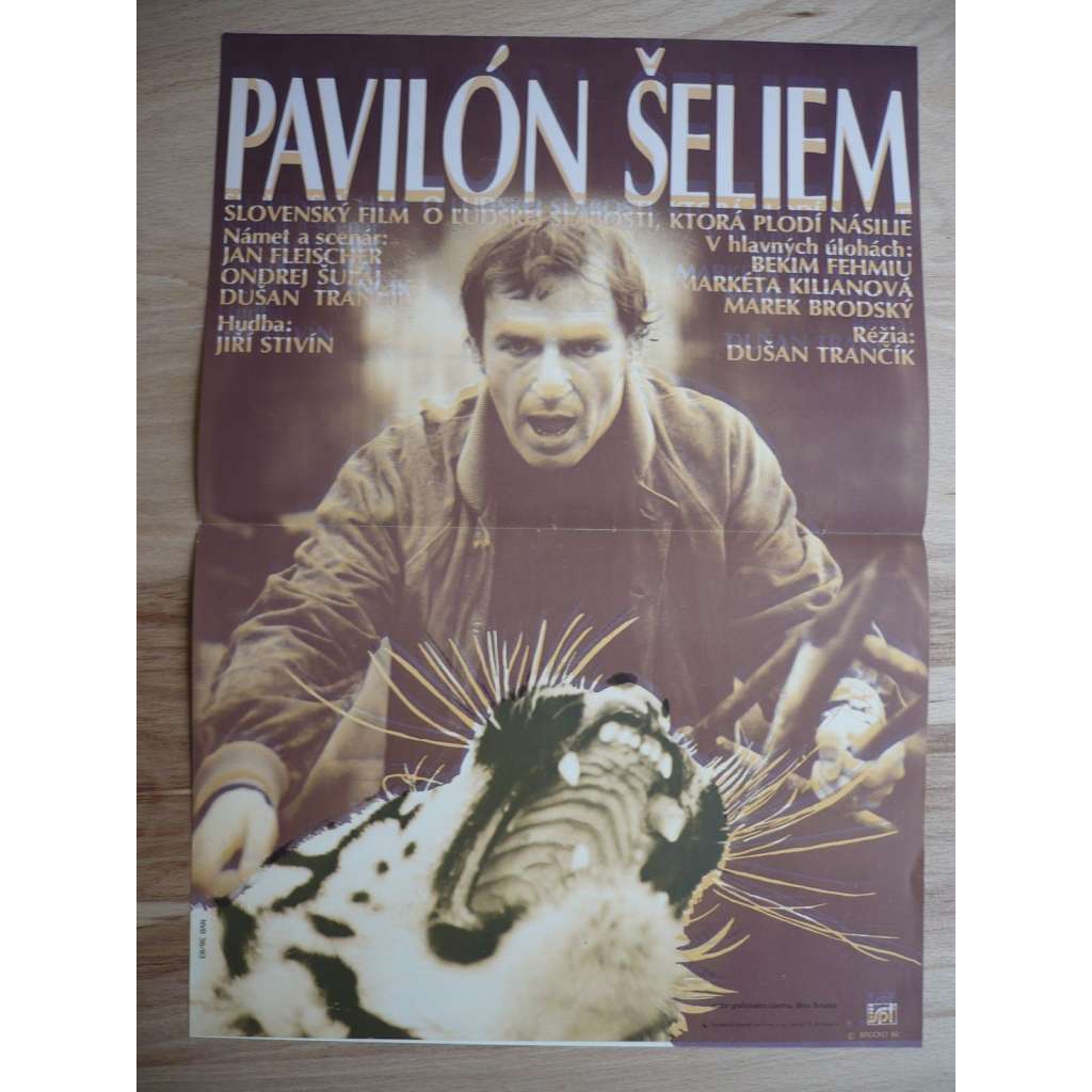 Pavilón šeliem (filmový plakát, film ČSSR 1982, režie Dušan Trančík, Hrají: Bekim Fehmiu, Marek Brodský, Július Vašek)