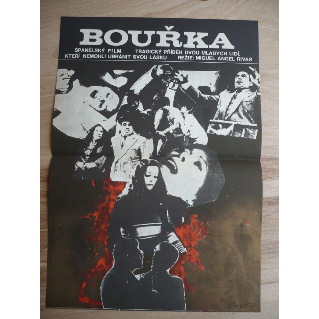 Bouřka (filmový plakát, film Španělsko 1978, režie Miguel Ángel Rivas, Hrají: Héctor Alterio, María Luisa San José, Teresa Gimpera)