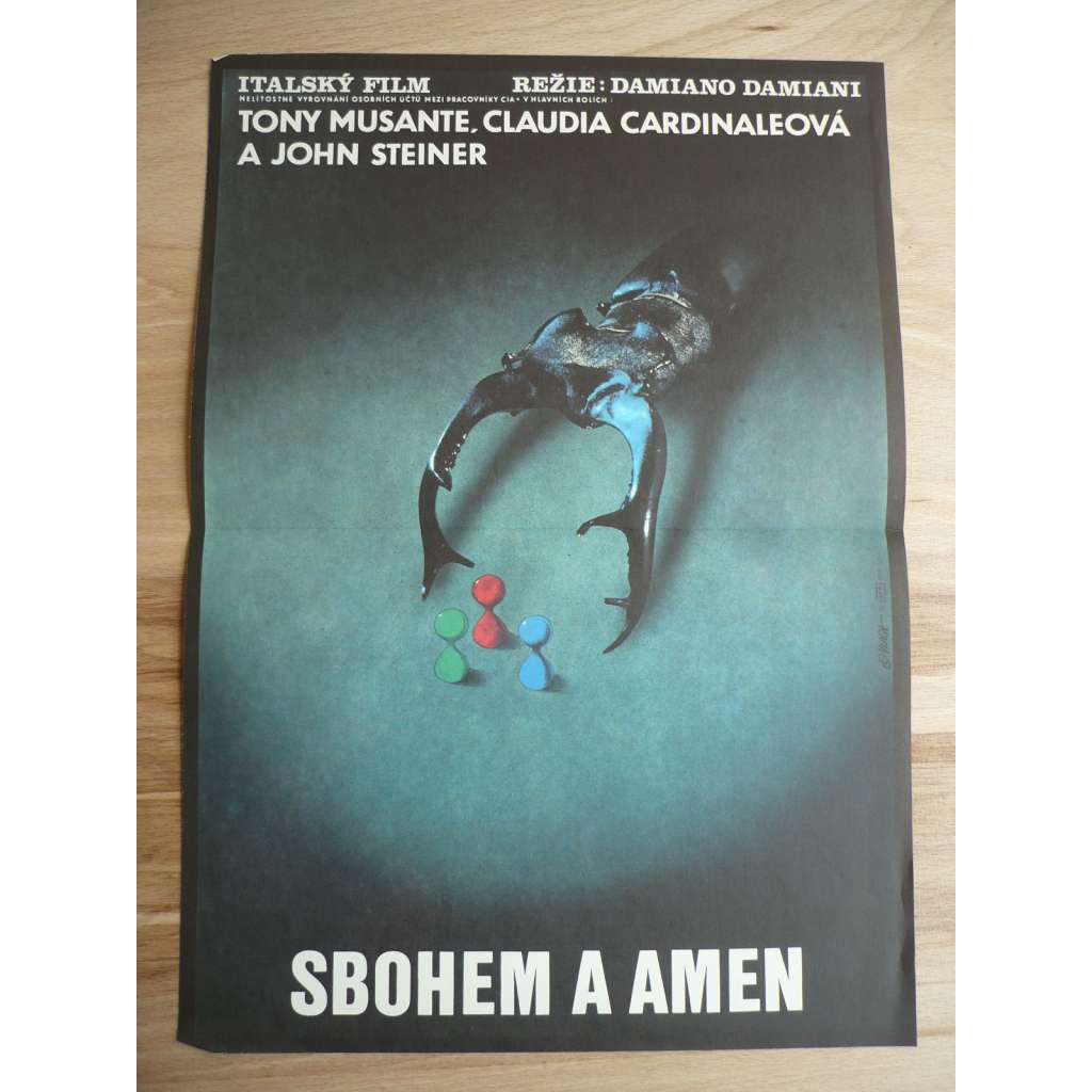 Sbohem a amen (filmový plakát, film Itálie 1977, režie Damiano Damiani, Hrají: Tony Musante, Claudia Cardinale, John Forsythe)